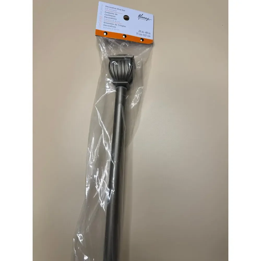 Kenney Beckett 5/8 in Adjustable Decorative Curtain Rod Pewter 28 to 48 in